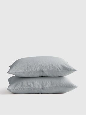 QUINCE European Linen Sham Set King Mist 7758